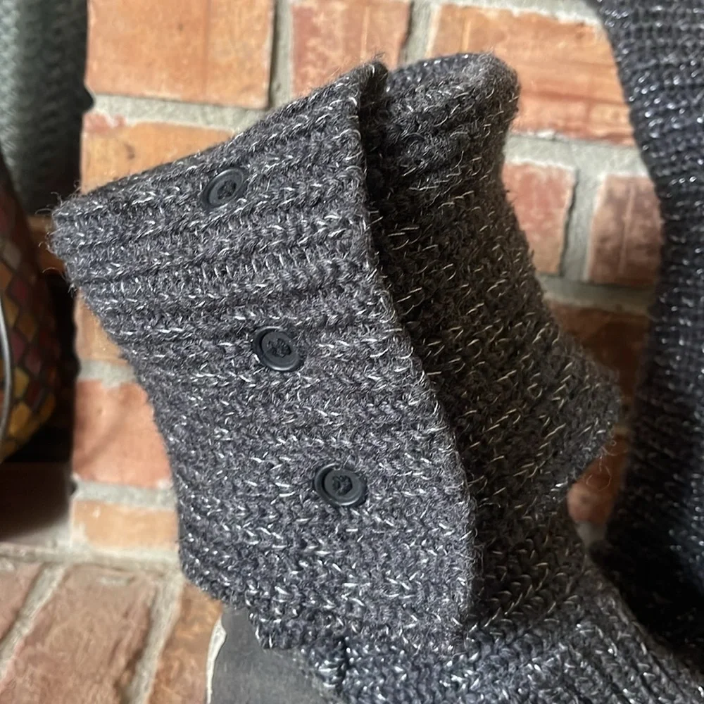 UGG Classic Cardy Button Detailed Dark Gray Knit Boots